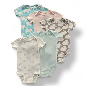 Carter’s | Five Patterned Short Sleeve Bodysuits (12 mos)